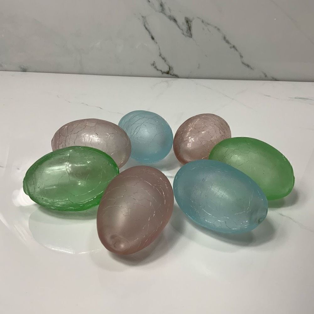 VINTAGE Blown Glass Crackle Easter Eggs Set of 7 - Picture 2 of 3